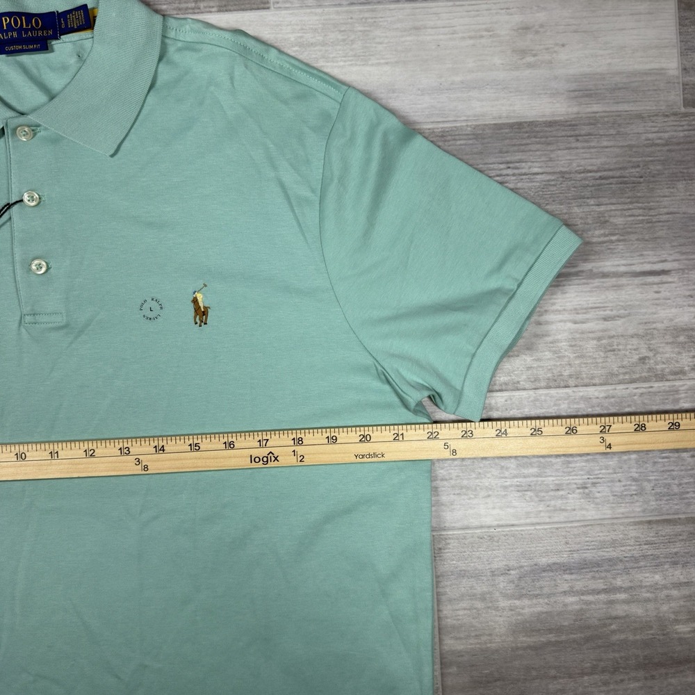 $118 Polo Ralph Lauren Men's Polo Shirt Large Slim Fit Short Sleeve Casual Green - Picture 7 of 9
